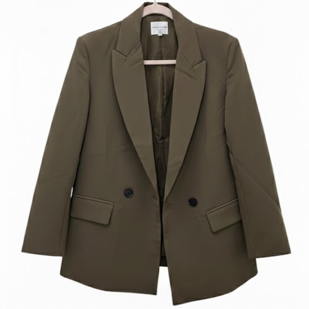 Hales & Lou Double Breasted Structured Blazer in Dark Olive